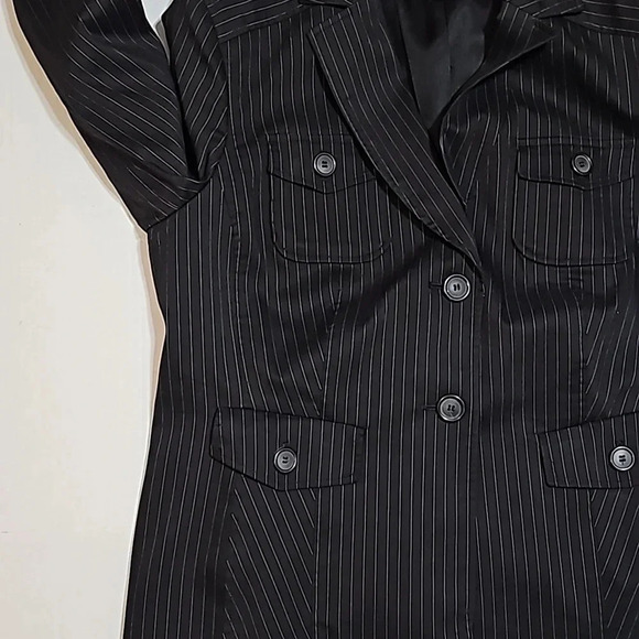 Style&co womens jacket 18W pinstripe black utility Double Breast Business Office - Picture 9 of 14